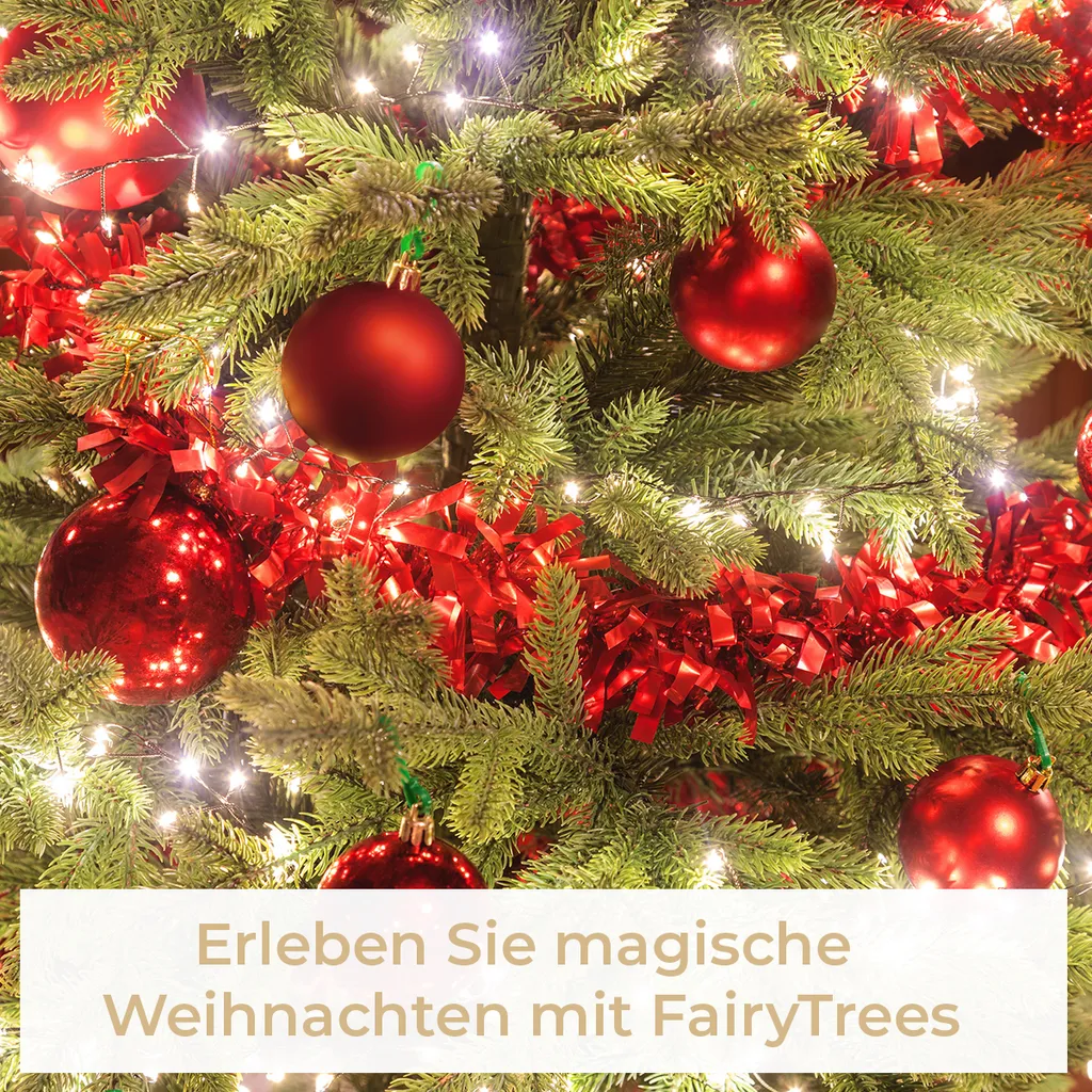 FairyTrees Weihnachtsbaum Künstlich NORDMANNTANNE Edel, Material Polyurethanund PVC, Inkl. Holzständer, FT25-180 – Bild 6