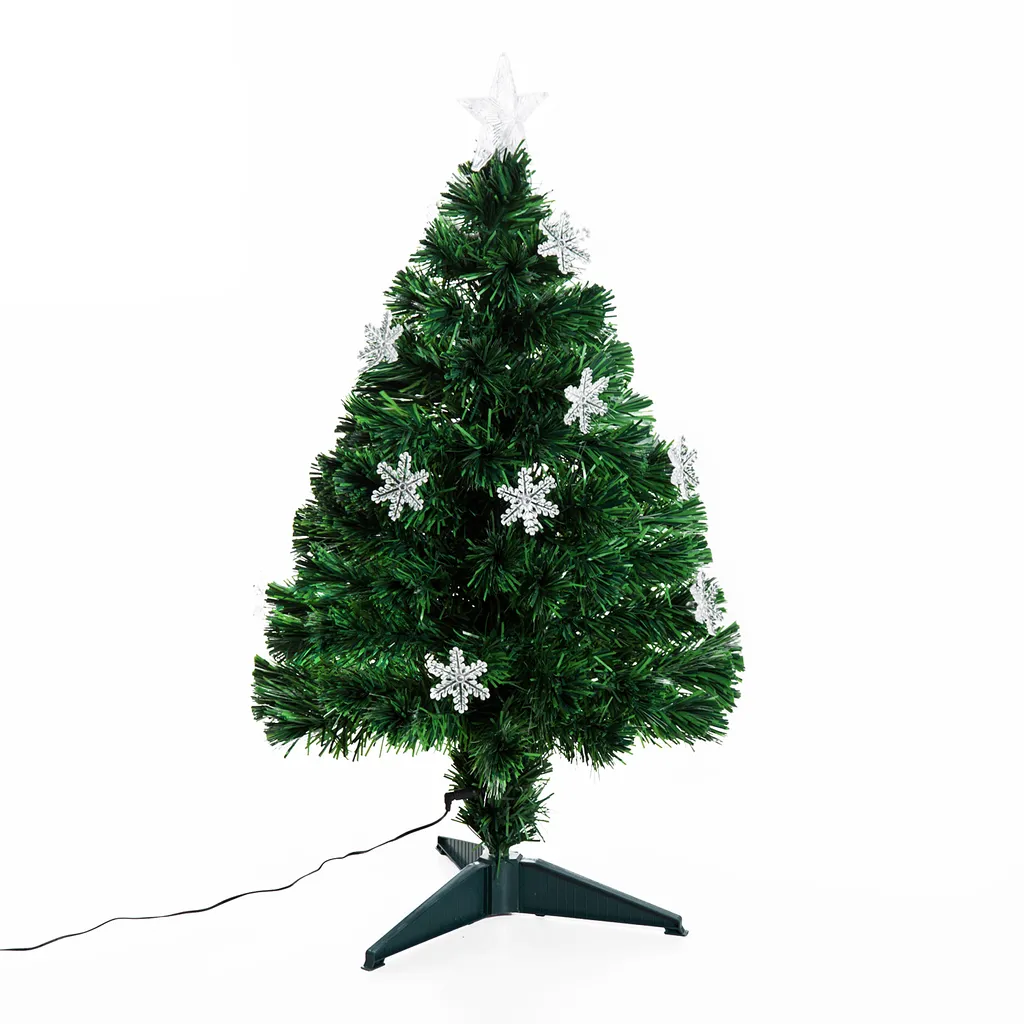HOMCOM Weihnachtsbaum Christbaum Tannenbaum 12 LED-Lichter 90 Spitzen PVC Grün ∅45 X 90 Cm