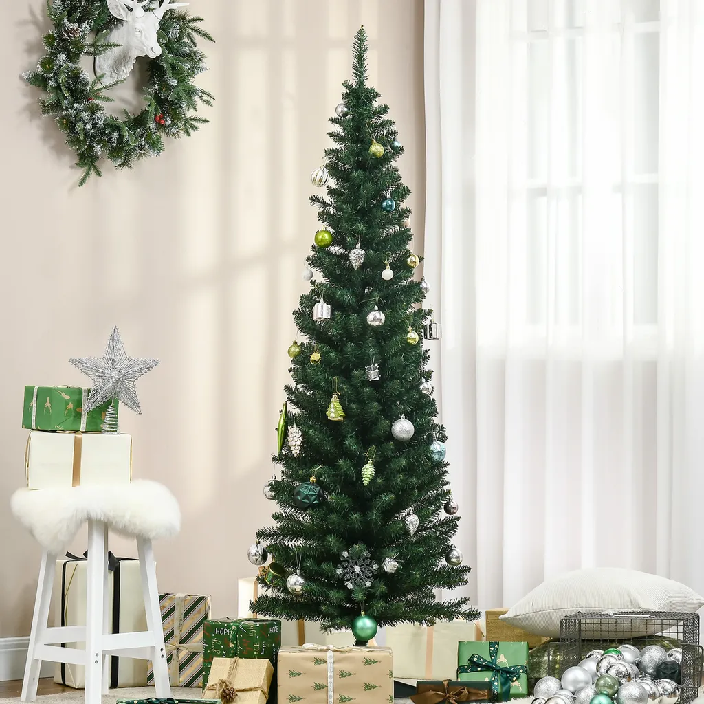 HOMCOM Weihnachtsbaum Tannenbaum Mit Kunststoffständer 390 Spitzen Grün Ø 55 X H180 Cm – Bild 2