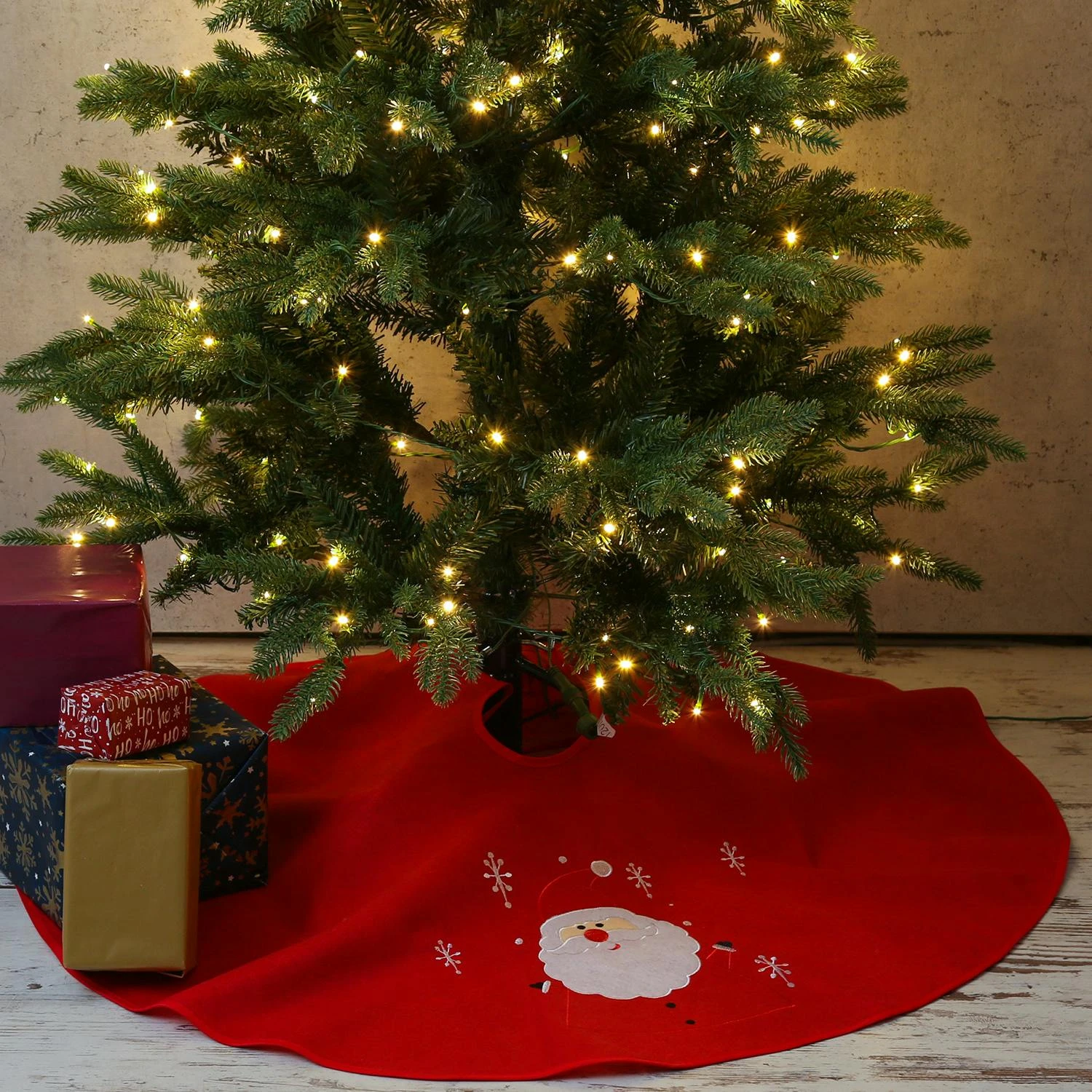 Weihnachtsbaumdecke Weihnachtsbaumteppich Tannenbaumdecke D: 90cm Filz Rot – Bild 6