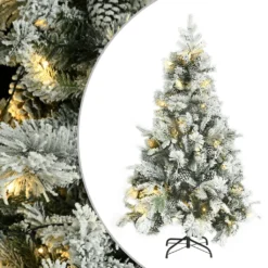 VidaXL Weihnachtsbaum Mit LEDs & Zapfen Beschneit 120 Cm PVC & PE