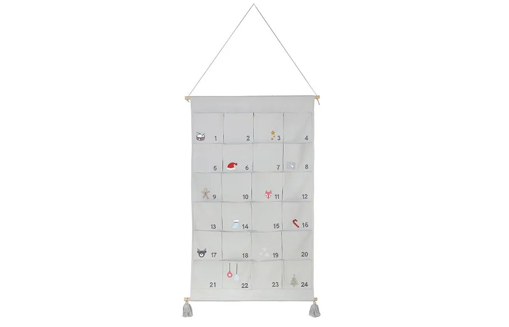 Kindsgut Adventskalender Aus 100% Baumwolle Zum Befüllen, Für Kinder Und Klein-Kinder, Mit 24 Türchen Zum Aufmachen Und Öffnen, Dezente Farben Und Schlichtes Design