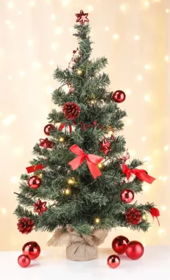 20 LED Weihnachtsbaum Tannenbaum Christbaum Baum Geschmückt Rot 75 Cm