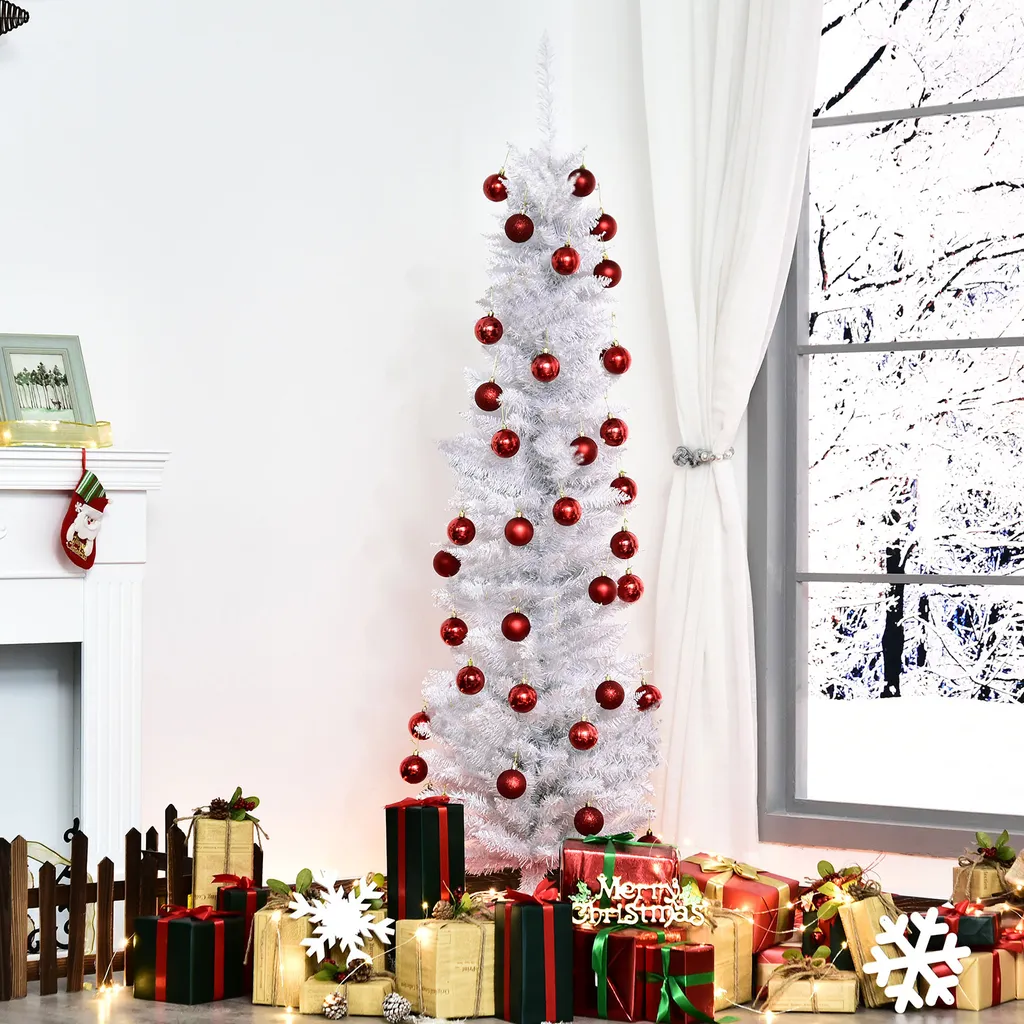HOMCOM Weihnachtsbaum Tannenbaum Mit Kunststoffständer 390 Spitzen Weiß Ø55 X 180 Cm – Bild 2