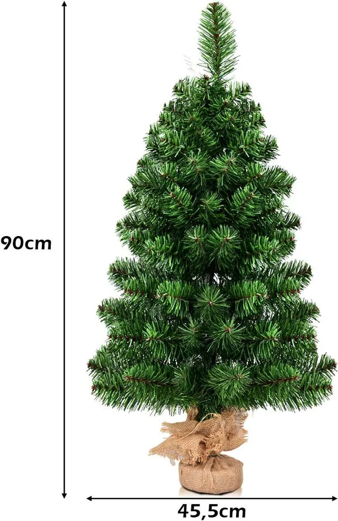 COSTWAY 90cm Künstlicher Weihnachtsbaum, Tannenbaum Mit Zementbasis, Christbaum PVC Nadeln, Kunstbaum Weihnachten Ideal Für Zuhause, Büro, Geschäfte Und Hotels, Grün – Bild 5