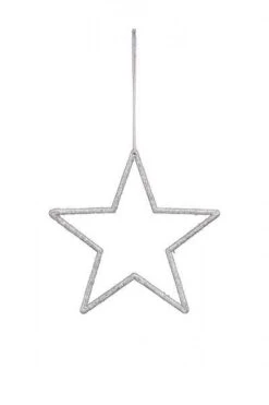 Stern, Dekohänger, Polyresin, Silber / Glitzer, 18 X 18 Cm