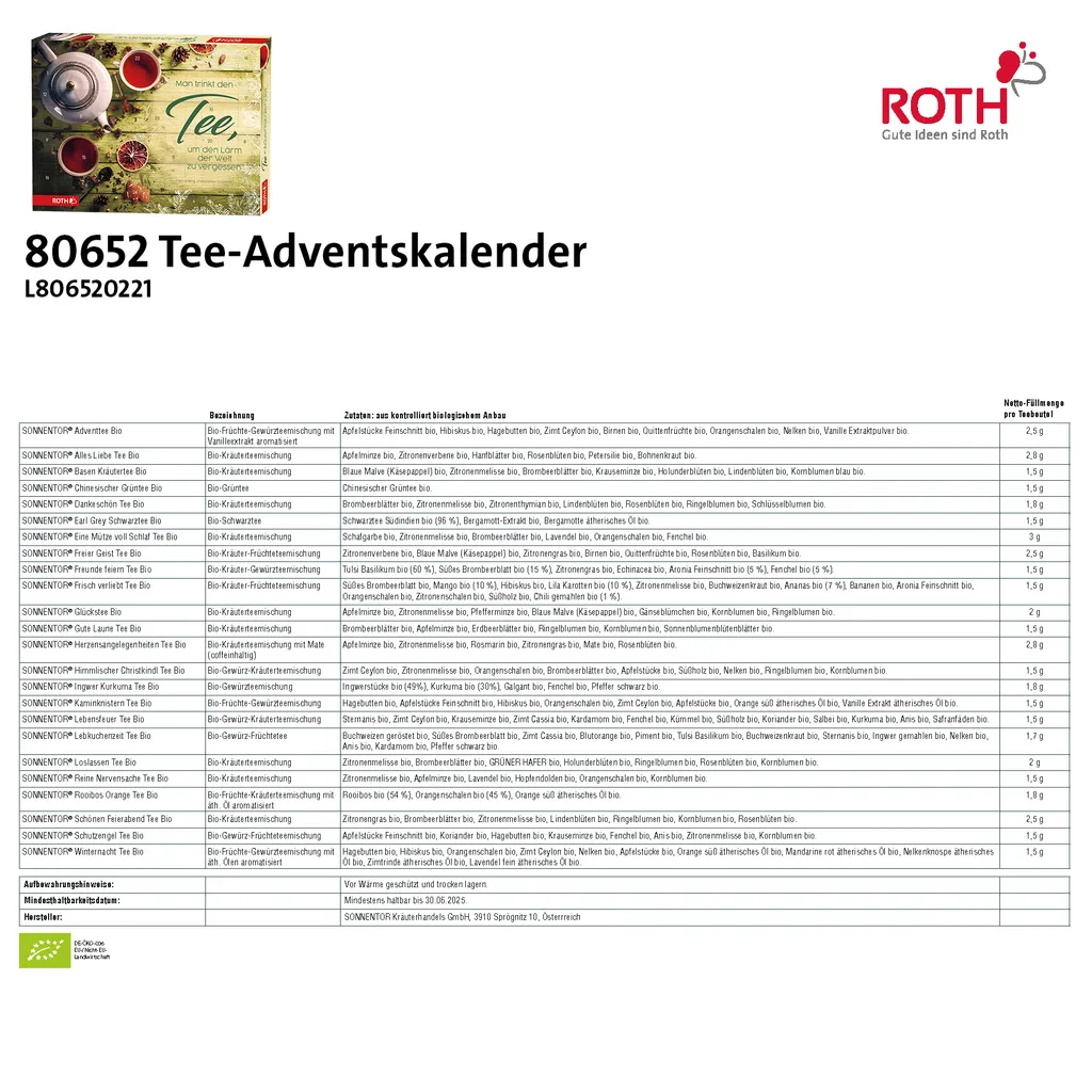 ROTH Tee Adventskalender 2022 Gefüllt Mit Hochwertigen Teemischungen, Kalender Mit Tee Für Die Vorweihnachtszeit – Bild 4