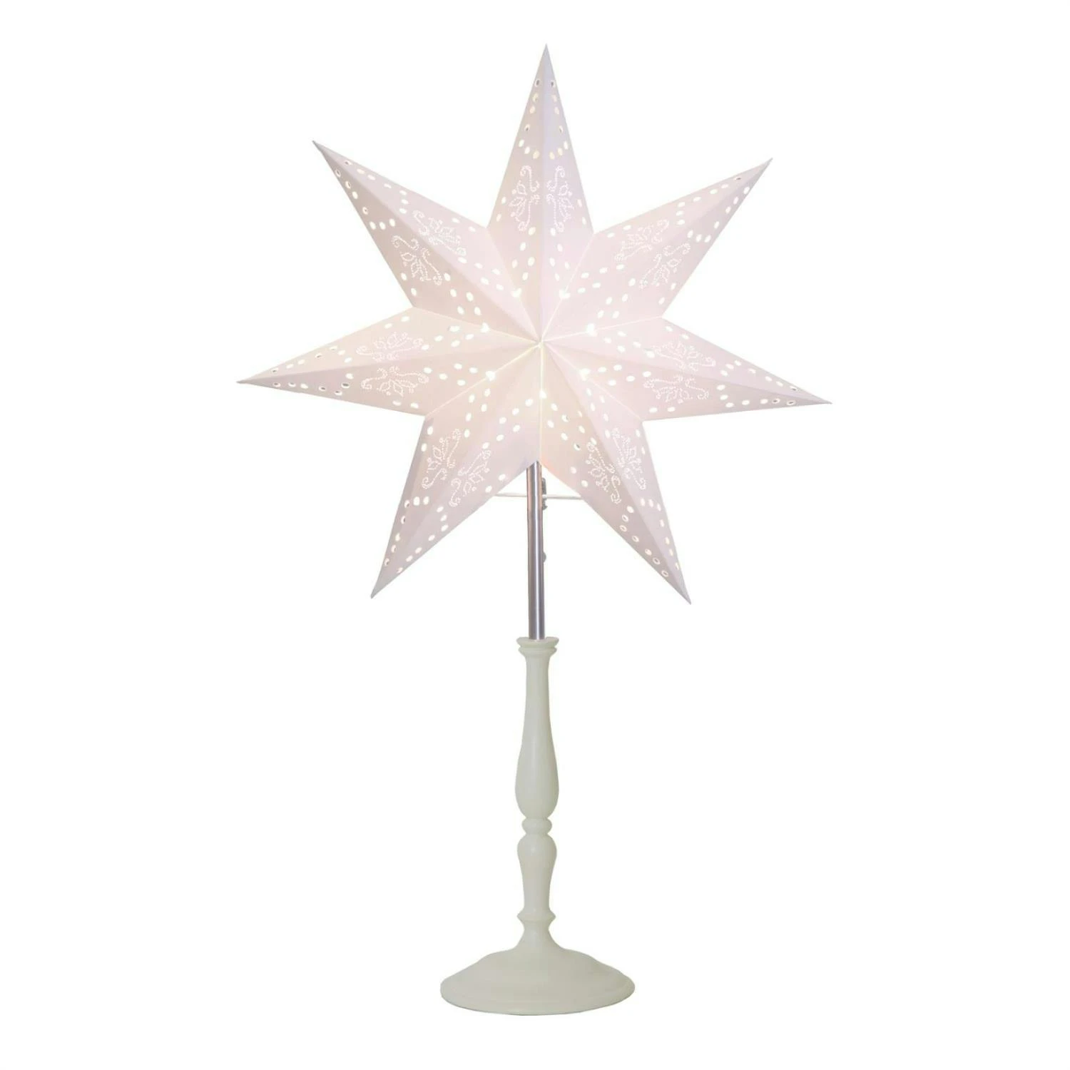 LED Papierstern Leuchtstern Weihnachtsstern Dekostern 7-zackig Stehend 42cm Weiß – Bild 2