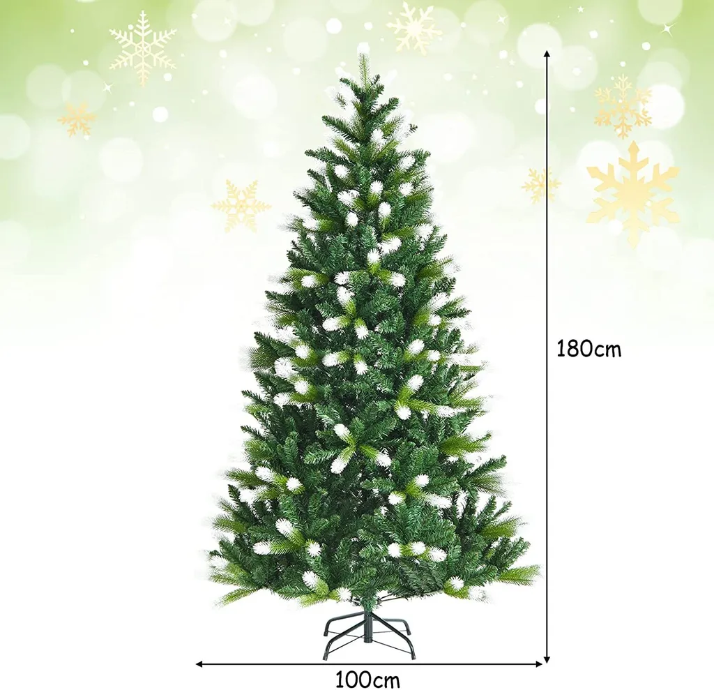 COSTWAY 180cm Weihnachtsbaum, Künstlicher Tannenbaum Mit 850 PVC-Zweigen, Klappbarer Metallständer, Winterliche Christbaum Für Festdekoration Indoor Outdoor – Bild 5