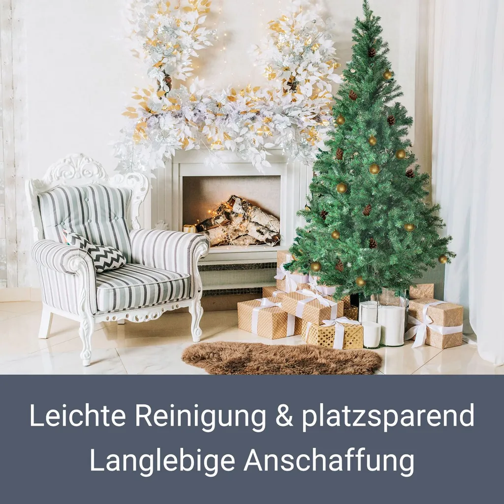 Juskys Weihnachtsbaum 180 Cm Künstlich Mit Ständer, Naturgetreue Zweige, Einfache Stecktechnik, Tannenbaum Christbaum Weihnachtsdeko Innen – Bild 4