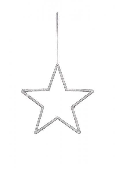 Stern, Dekohänger, Polyresin, Silber / Glitzer, 12 X 12 Cm