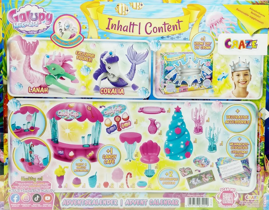 CRAZE Spielwaren Adventskalender Galupy Mermaid Adventskalender Zum Spielen Saison Adventskalender Blackoffer2022 – Bild 2