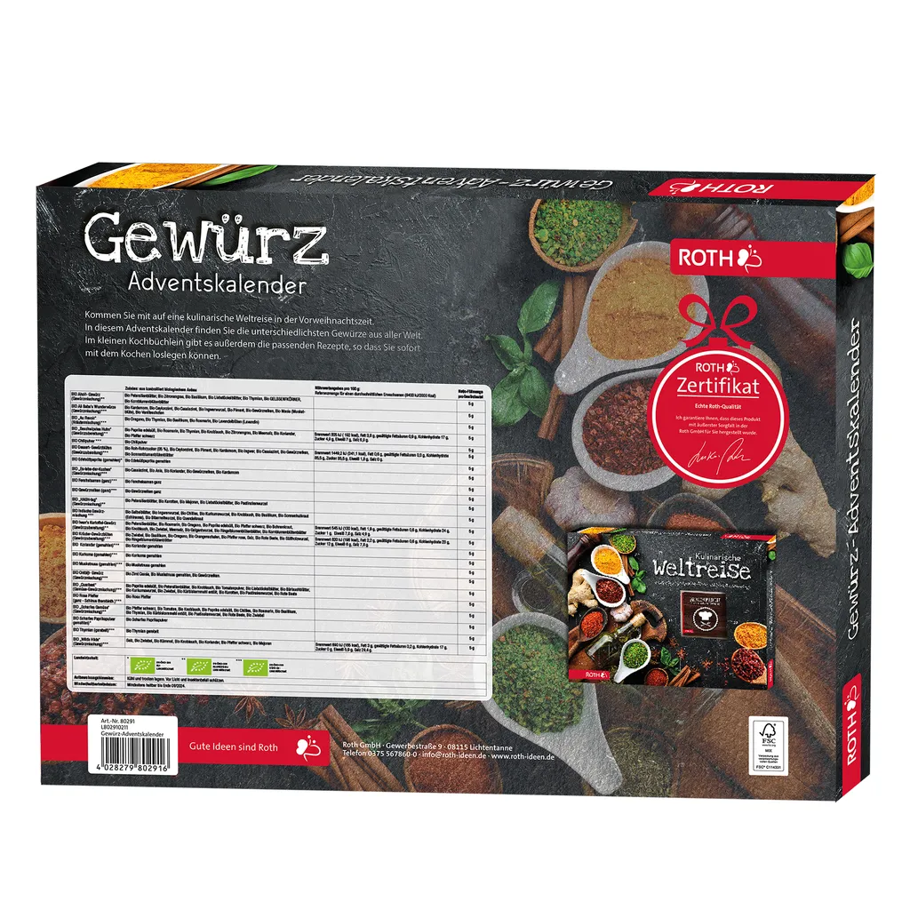 ROTH Gewürz-Adventskalender 2021 Gefüllt Mit 24 Hochwertigen Kräutern Und Kochbuch Zum Kochen Im Advent, Gewürzmischung-Kalender Für Die Adventszeit – Bild 4