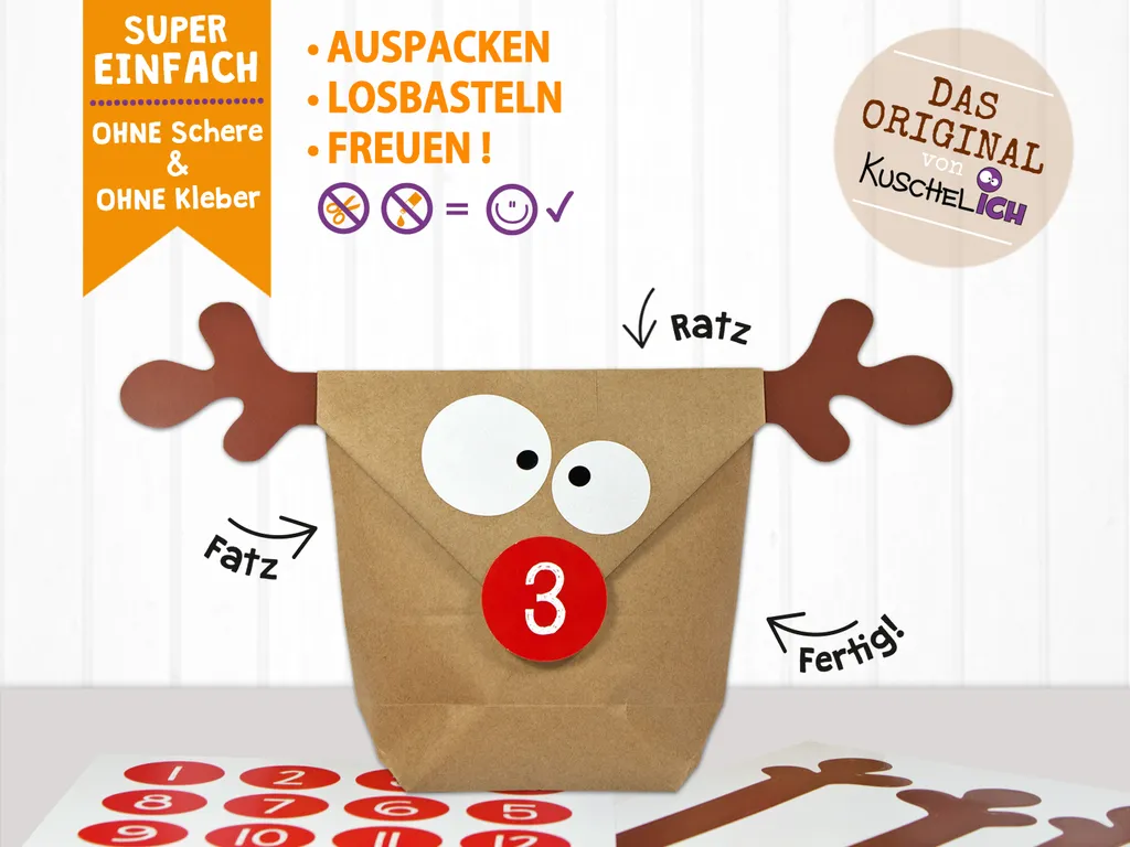 DIY Adventskalender Elch Rentier Zum Selber Befüllen - Wiederverwendbar – Bild 2