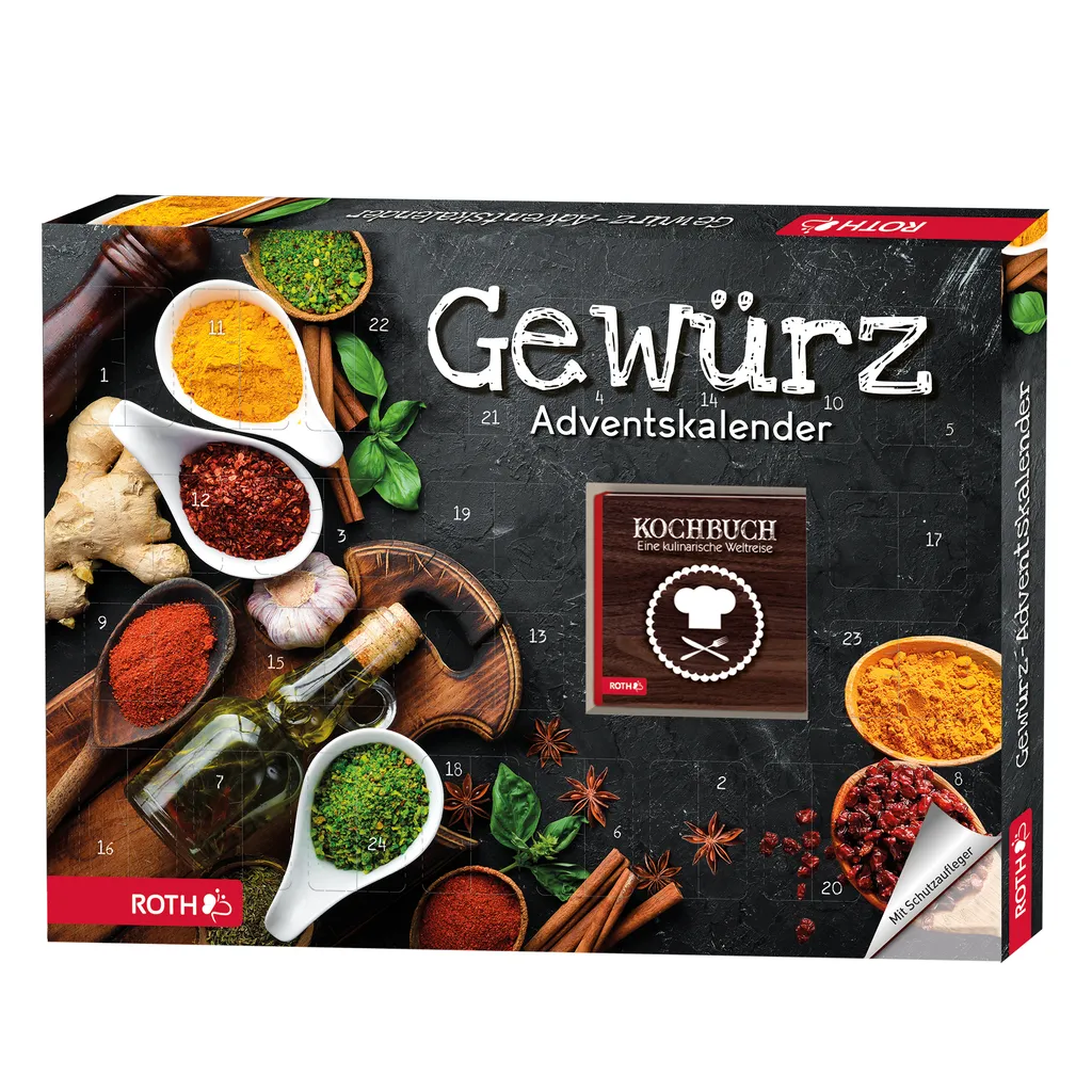 ROTH Gewürz-Adventskalender 2021 Gefüllt Mit 24 Hochwertigen Kräutern Und Kochbuch Zum Kochen Im Advent, Gewürzmischung-Kalender Für Die Adventszeit