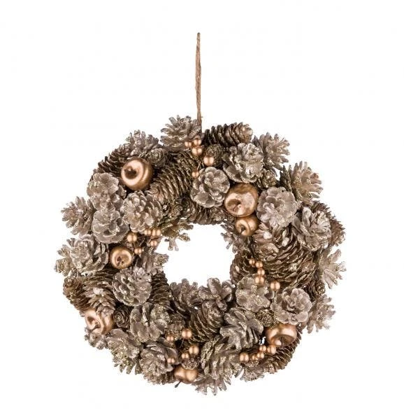 NEU Naturkranz Mit Zapfen Und Kugeln, Rot / Pink, Ø 25 Cm / Höhe: 8 Cm, "Germany", Handgefertigt – Bild 3