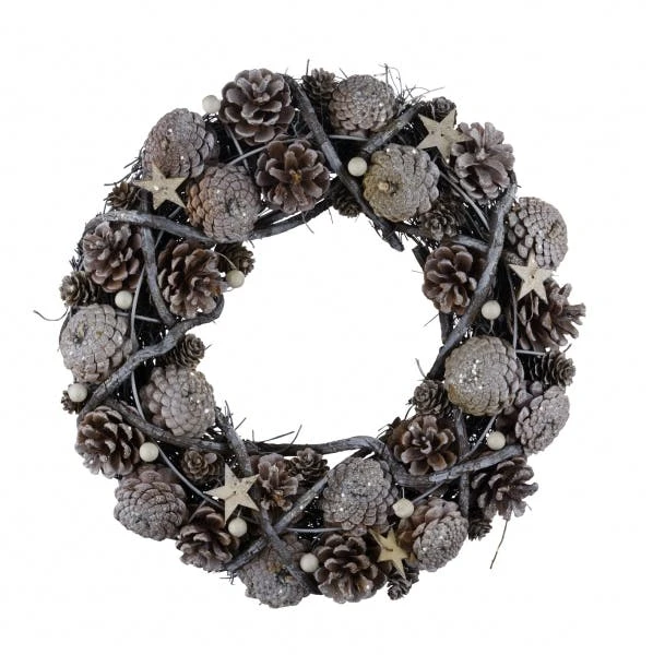 NEU Naturkranz Mit Zapfen Und Kugeln, Rot / Pink, Ø 35 Cm / Höhe: 8,5 Cm, "Germany", Handgefertigt – Bild 5