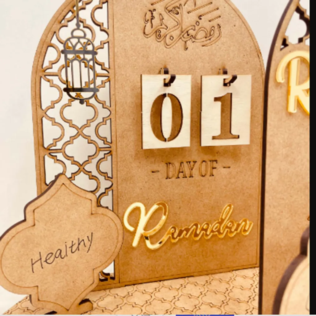 Ramadan Kalender Aus Holz Eid Countdown Kalender Mit Den Zahlen 0-9 Kombiniert Werden, Eid Mubarak Kalender Adventskalender Dekoration - A – Bild 2