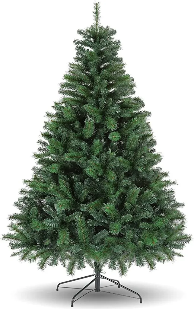 210 Cm Künstlicher Weihnachtsbaum, Partybaum Mit Klappbaren Zweigen Und Metallständer, 960 Zweigspitzen, Einfache Montage, Grün, Weihnachtsdekoration Für Büro Und Wohnzimmer – Bild 2
