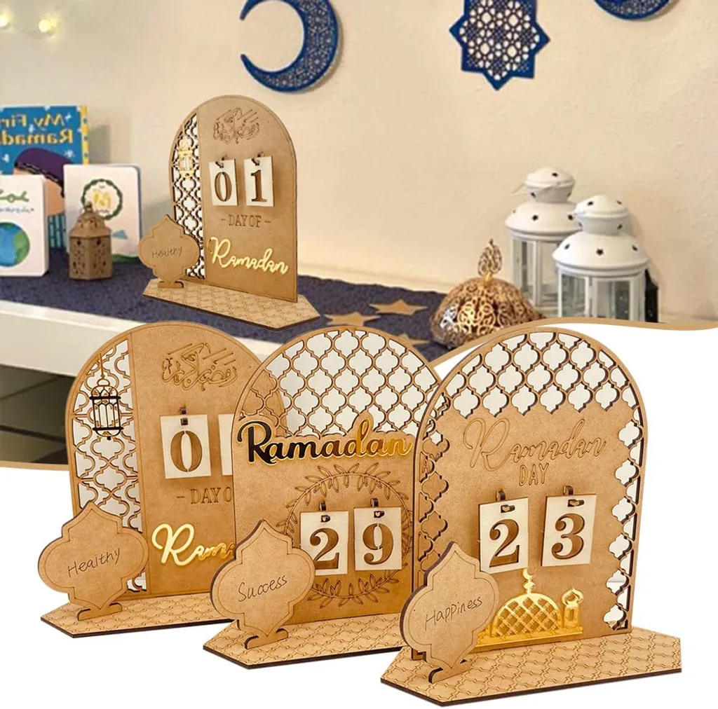 Ramadan Holzkalender 30 Tage Countdown Kalender Eid Ramadan Dekoration Für Zuhause Islamische Muslimische Partydekoration, A – Bild 6