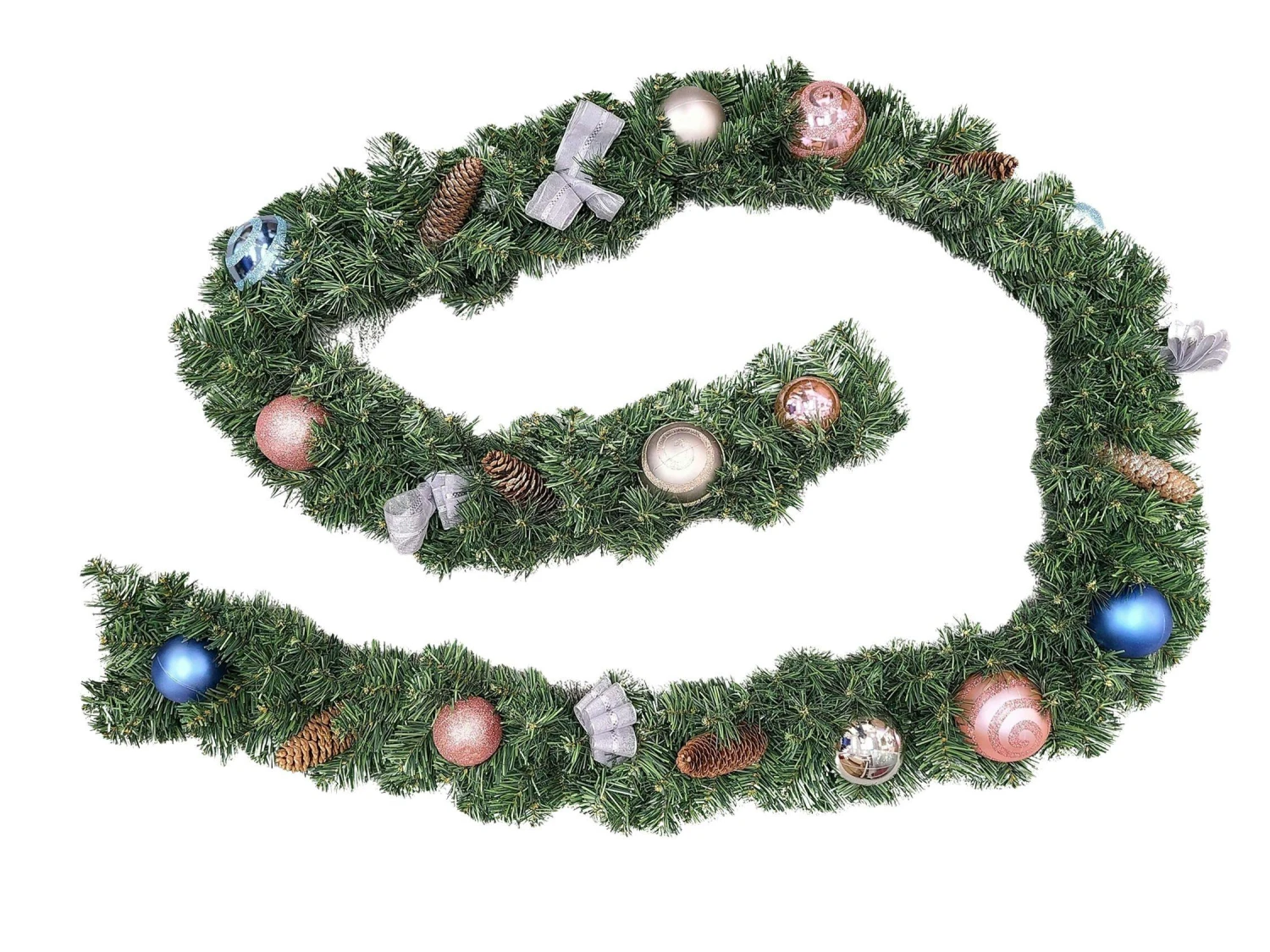 Tarrington House Girlande Frosted Wonderland, PVC, 2.7 M Lang, Dekoriert Mit Kugeln, Zapfen Und Schleifen – Bild 6