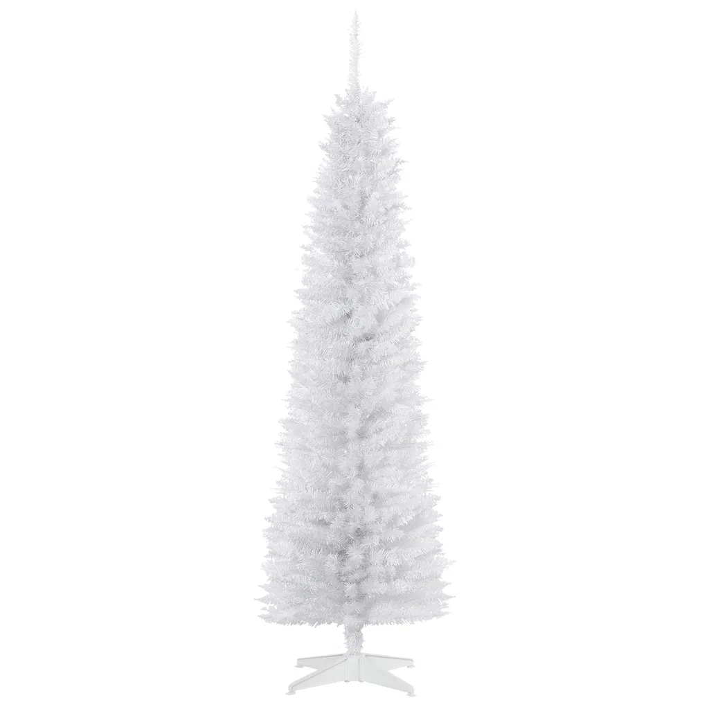 HOMCOM Weihnachtsbaum Tannenbaum Mit Kunststoffständer 390 Spitzen Weiß Ø55 X 180 Cm