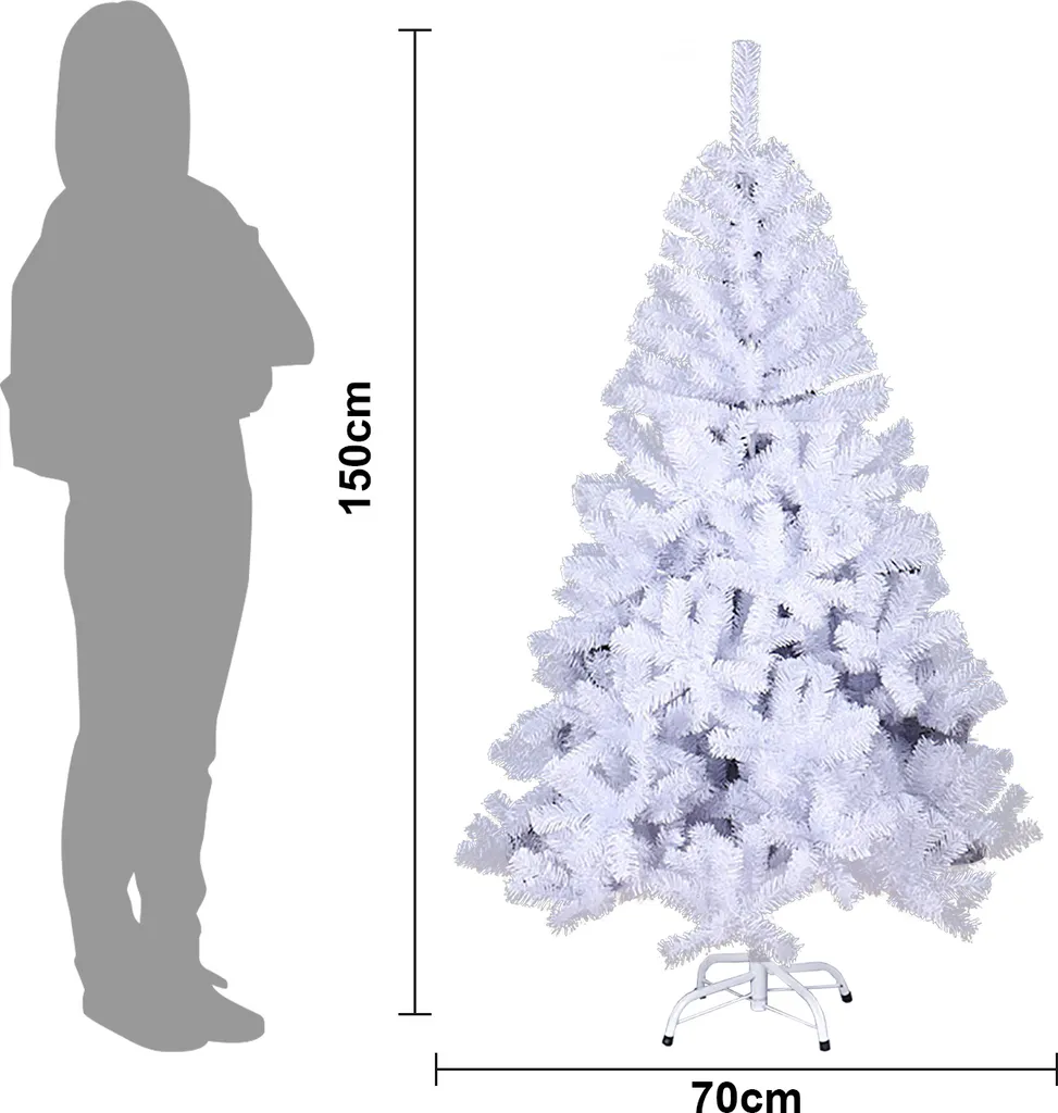EINFEBEN 150cm Weihnachtsbaum Kuenstlicher Kunstbaum Tannenbaum Deko Christbaum PVC Künstliche Weihnachtsbäume,Weiß – Bild 4