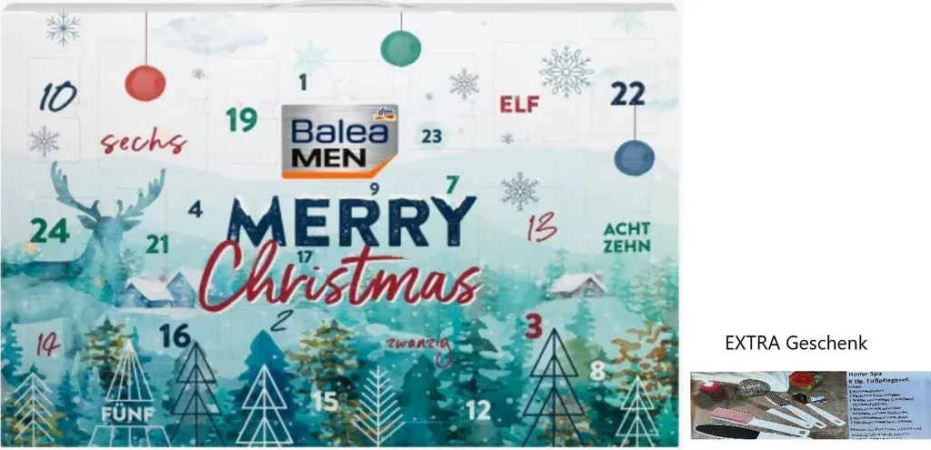 Balea Men - Man - Adventskalender 2022 - Advent Calendar - Herren, Männer Mit 24 Beauty Und Pflegeprodukten Für Ihn + EXTRA Geschenk - 6-tlg. Fusspflegeset Für Seidenweiche, Gepflegte Füße