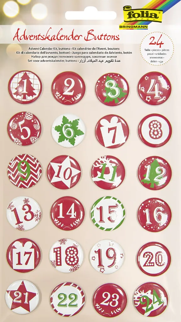 Folia Adventskalender "Buttons" Aus Blech 1-24
