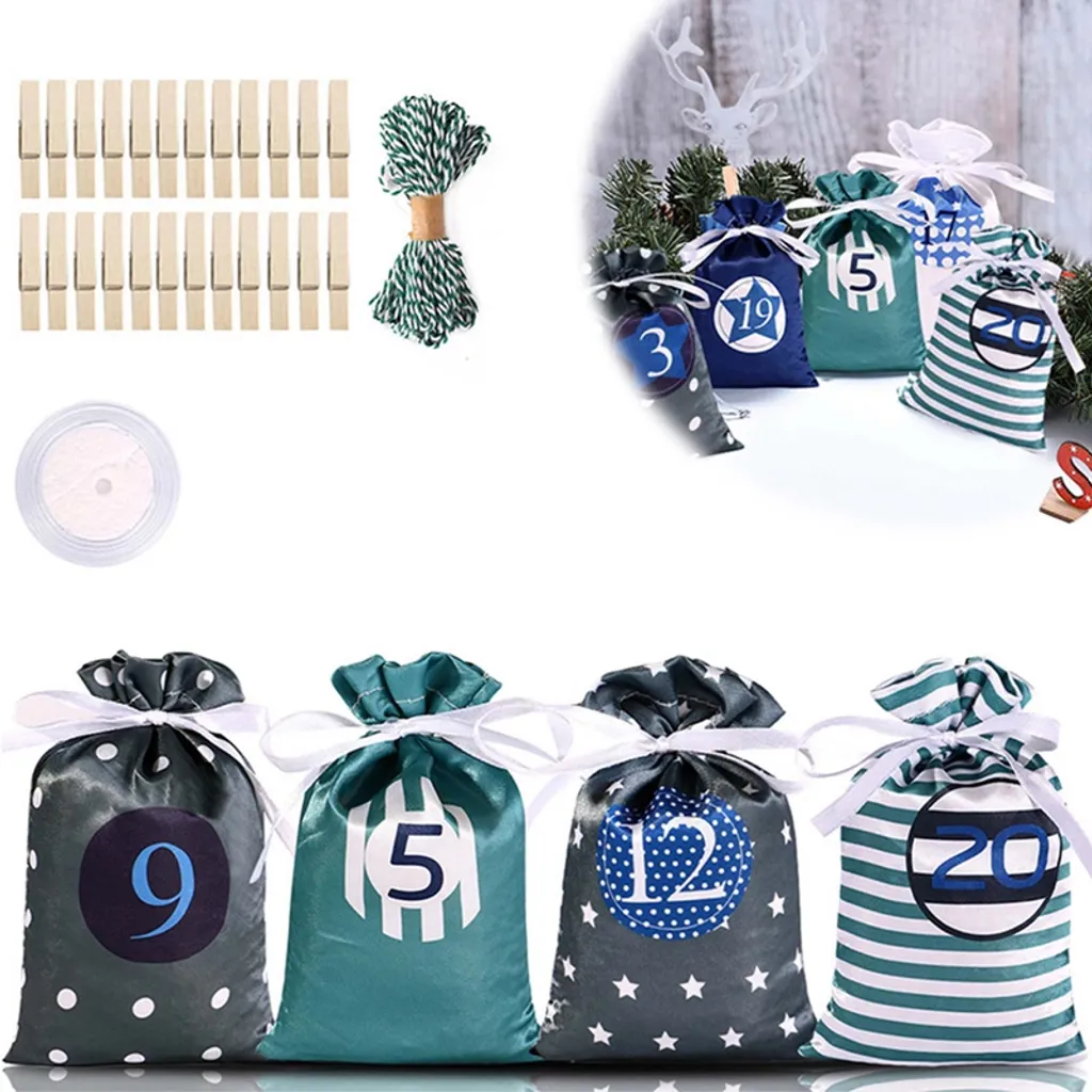 24 Stück Adventskalender Zum Befüllen Weihnachtskalender Weihnachten Säckchen,Adventskalender 2022, Rot – Bild 3