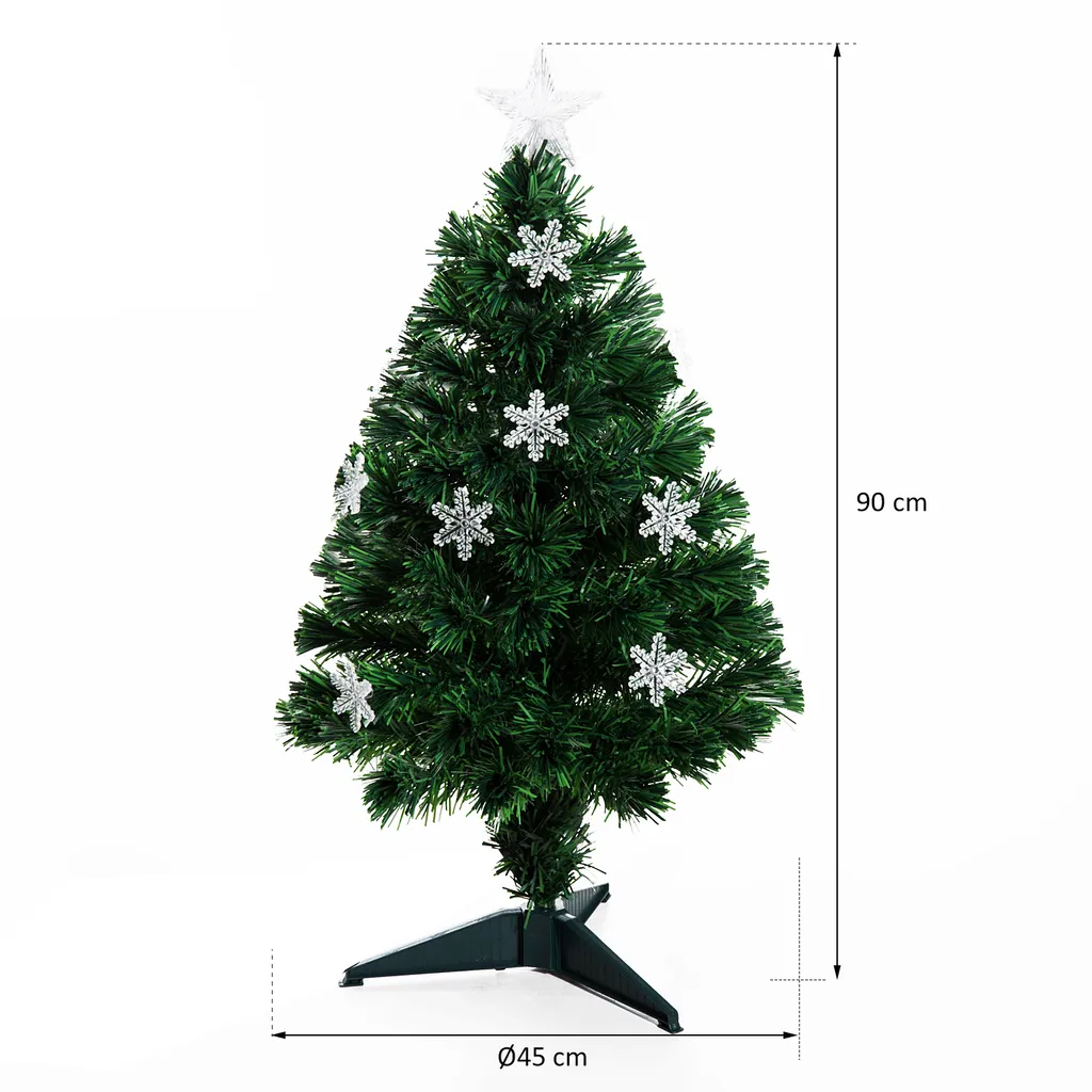 HOMCOM Weihnachtsbaum Christbaum Tannenbaum 12 LED-Lichter 90 Spitzen PVC Grün ∅45 X 90 Cm – Bild 5