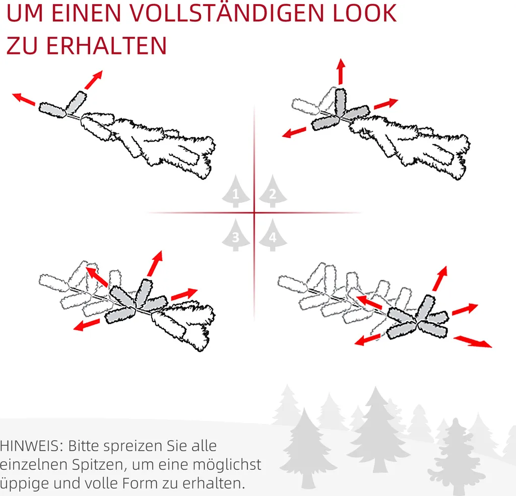 HOMCOM Weihnachtsbaum Tannenbaum Mit Kunststoffständer 390 Spitzen Grün Ø 55 X H180 Cm – Bild 5