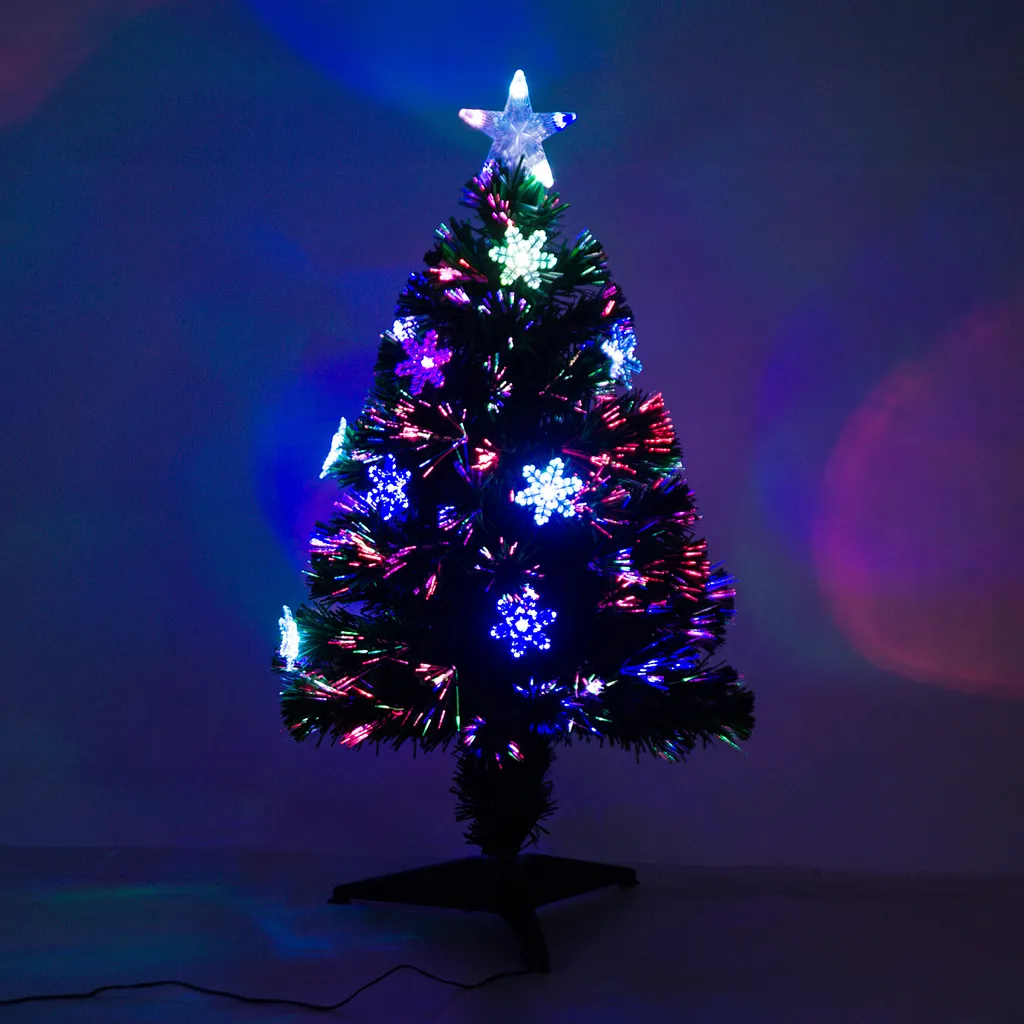 HOMCOM Weihnachtsbaum Christbaum Tannenbaum 12 LED-Lichter 90 Spitzen PVC Grün ∅45 X 90 Cm – Bild 4