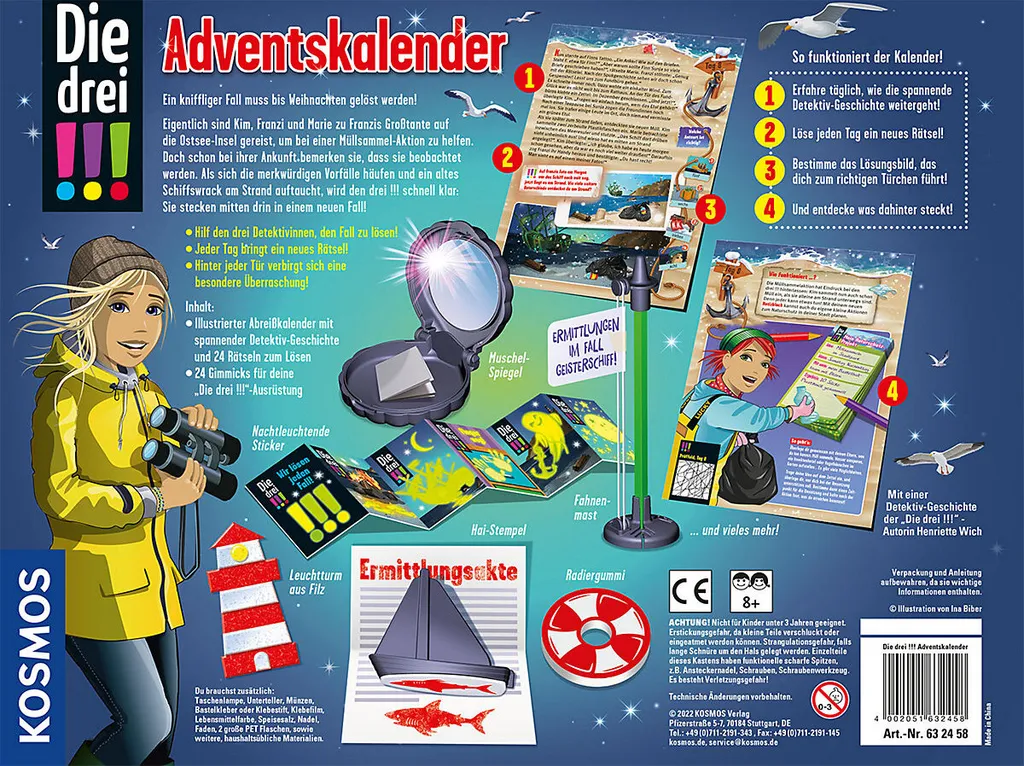 KOSMOS 632458 Die Drei !!! Adventskalender 2022 – Bild 2
