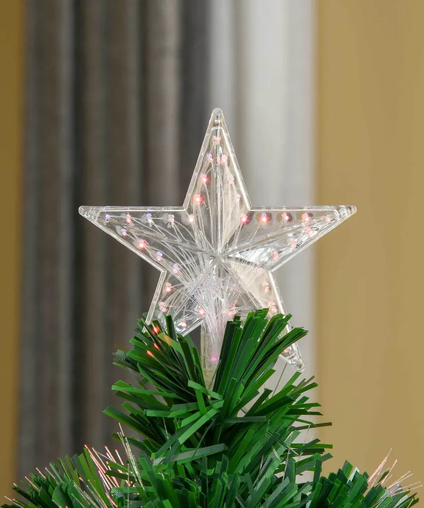 HOMCOM LED Weihnachtsbaum Künstlicher Christbaum Tannenbaum Baum Mit Metallständer, Glasfaser-Farbwechsler, Grün, 120 Cm – Bild 9