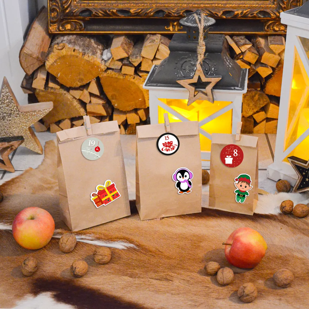 Adventskalender Zahlen Sticker 1-24 - Buchstaben Und Figuren Aufkleber Bastelset – Bild 8