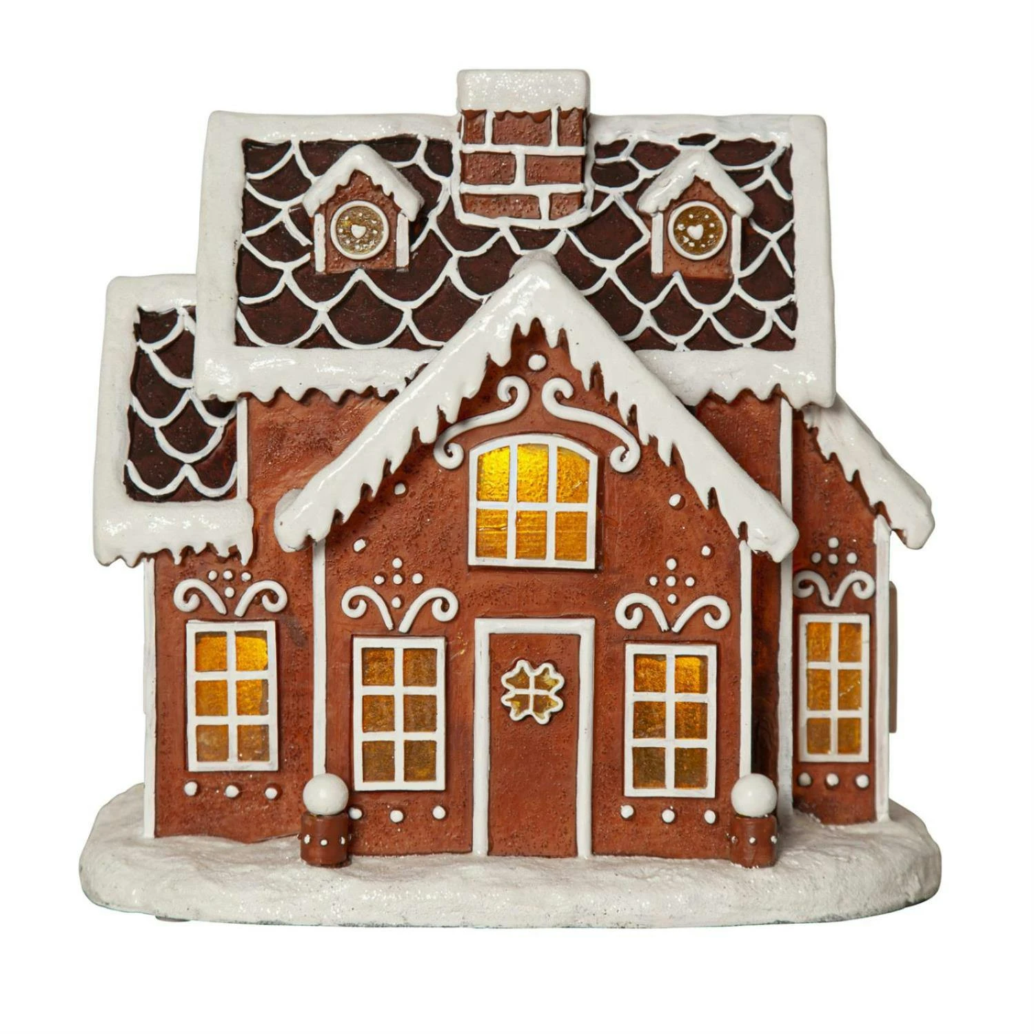 LED Lebkuchenhaus Knusperhäuschen Weihnachtshaus Deko Beleuchtet Timer Braun