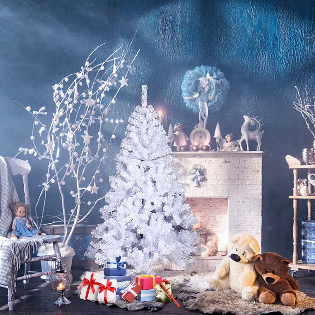 EINFEBEN 150cm Weihnachtsbaum Kuenstlicher Kunstbaum Tannenbaum Deko Christbaum PVC Künstliche Weihnachtsbäume,Weiß – Bild 6