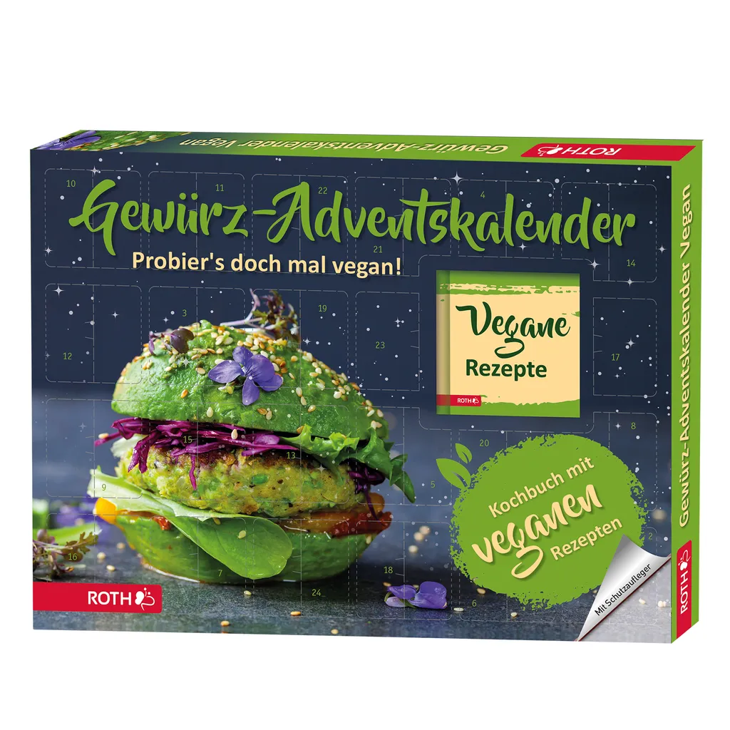 ROTH Gewürz-Adventskalender 'Vegane Rezepte' 2022 Gefüllt Mit 24 Hochwertigen Kräutern Und Kochbuch Mit Veganen Kochideen Für Den Advent