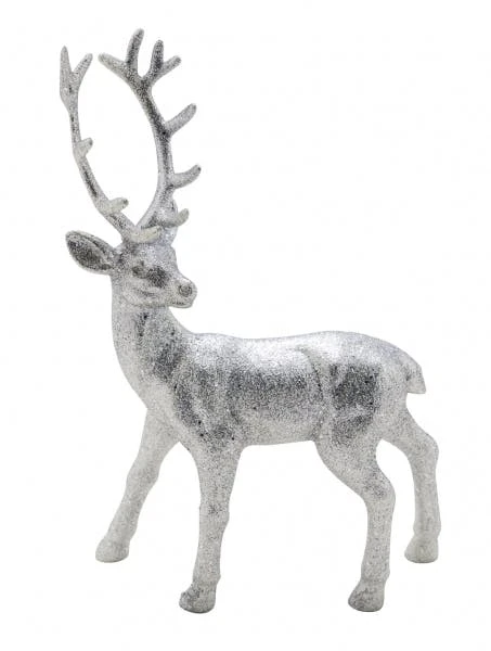 NEU Hirsch, Silber / Glitzer, 20 X 13 X 4 Cm, "Germany", Handgefertigt