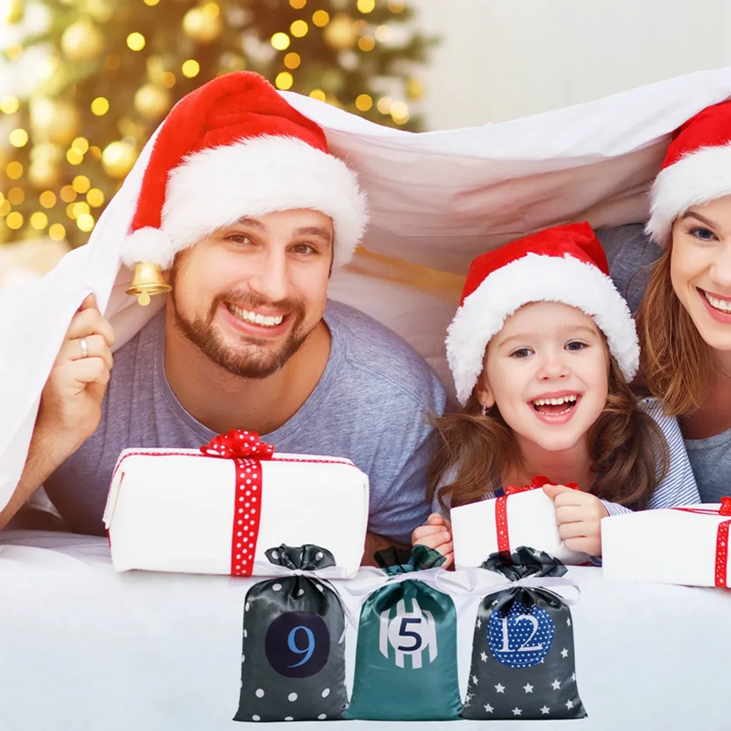 24 Stück Adventskalender Zum Befüllen Weihnachtskalender Weihnachten Säckchen,Adventskalender 2022, Rot – Bild 2