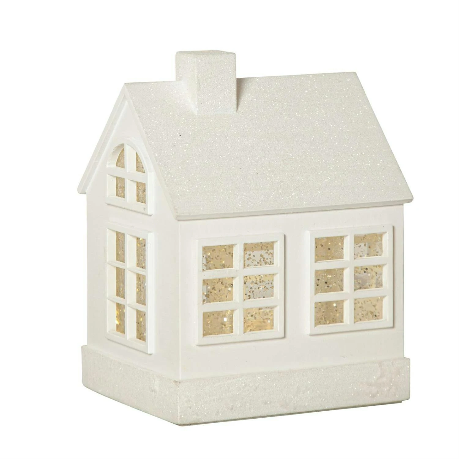 LED Haus Lichthaus Dekohaus Leuchthaus Glitzerhaus Wasserlaterne H: 22,5cm Timer – Bild 2