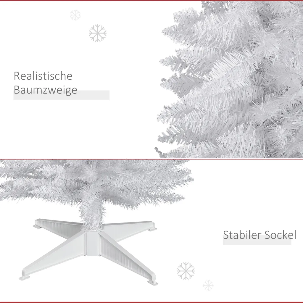 HOMCOM Weihnachtsbaum Tannenbaum Mit Kunststoffständer 390 Spitzen Weiß Ø55 X 180 Cm – Bild 6