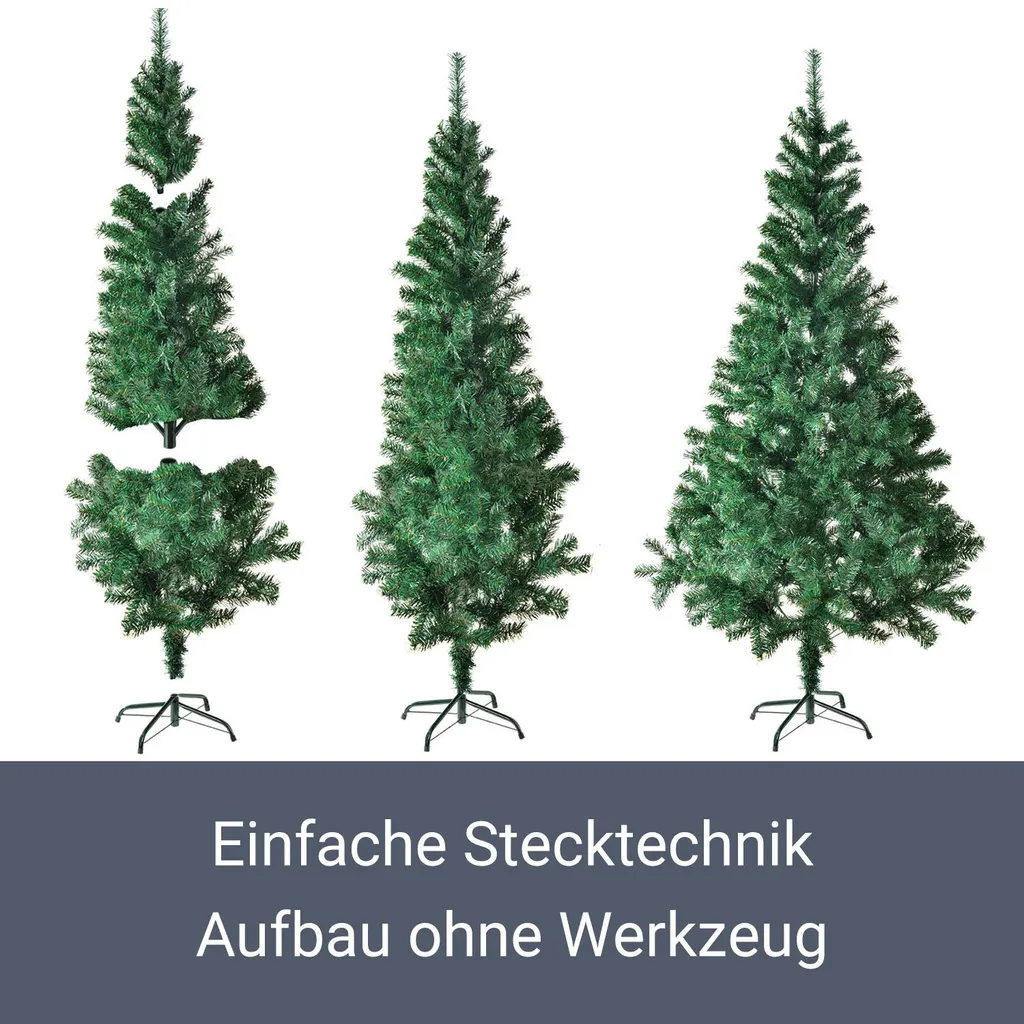 Juskys Weihnachtsbaum 180 Cm Künstlich Mit Ständer, Naturgetreue Zweige, Einfache Stecktechnik, Tannenbaum Christbaum Weihnachtsdeko Innen – Bild 6